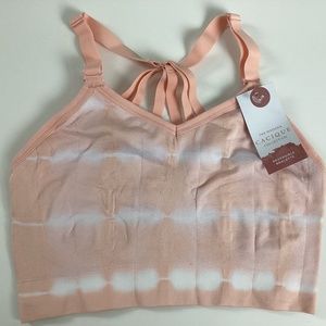 Cacique Nylon Reversible Bralette Cagey Back No Wire Peach Pink Tie Dye Size 4/6